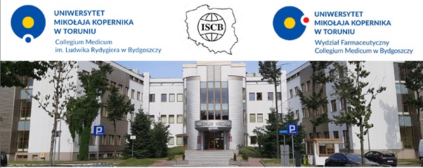 Budynek Collegium Medicum UMK w Bydgoszczy z logo Uniwersytetu Mikołaja Kopernika w Toruniu i PGN ISCB